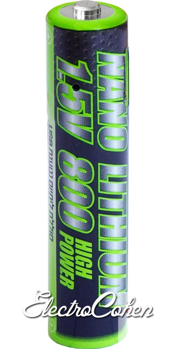 זוג סוללות ליתיום נטענות MICRO USB 800MAH 1.5V AAA