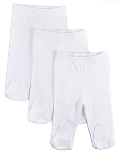 שלישיית רגליות פלנל 100% כותנה במידה 6-12 - לבן