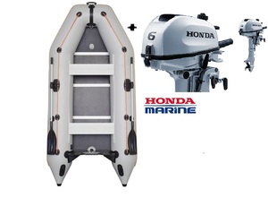 סירה מתנפחת עם מנוע ימי KOLIBRI KM360D+HONDA 6HP