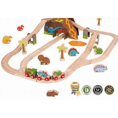 סט רכבות מעץ - דינוזאורים