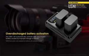 מטען USB של Nitecore ל-2 סוללות Sony NP-FW50