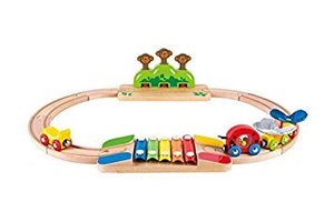 סט רכבת מעץ קופים וצלילים