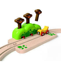 סט רכבת מעץ קופים וצלילים
