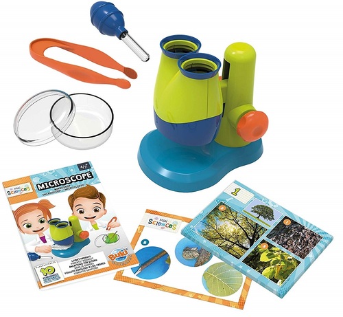 מיני מיקרוסקופ מדעי לילדים 10X עם תאורה ו 10 ניסויים