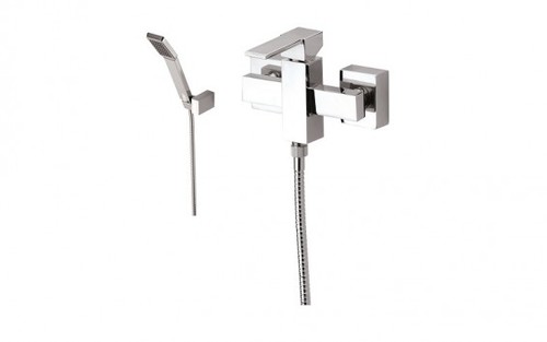 סוללה למקלחת עם מזלף וצינור סדרת קיוביק SHonY