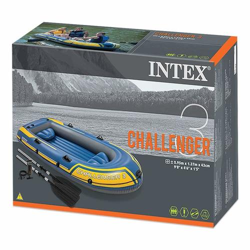 סירת גומי מתנפחת חדשה +משוטים ומשאבה לשלושה Intex Challenger 3 דגם 68370