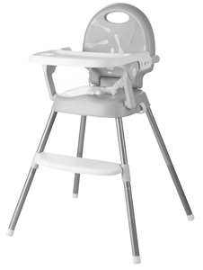 כיסא אוכל רב שלבי 3 ב 1 הופך לבוסטר, 2 מצבי גובה ומגש - אפור