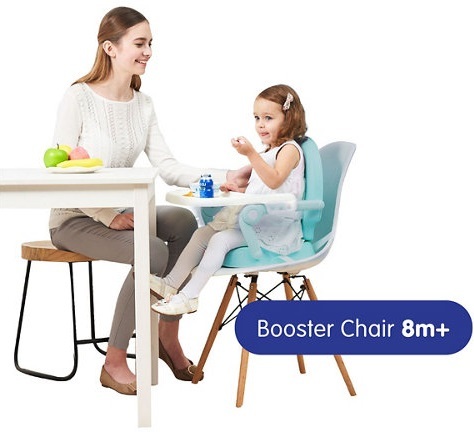 כיסא אוכל רב שלבי 3 ב 1 הופך לבוסטר, 2 מצבי גובה ומגש - אפור