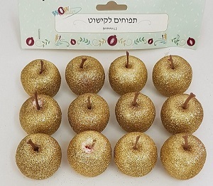 תפוחים לקישוט זהב נצנצים 12 יחידות