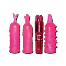 רוקט פוקט עם 3 הלבשות סילקון שקופות  - Waterproof Tickle Tips Kit