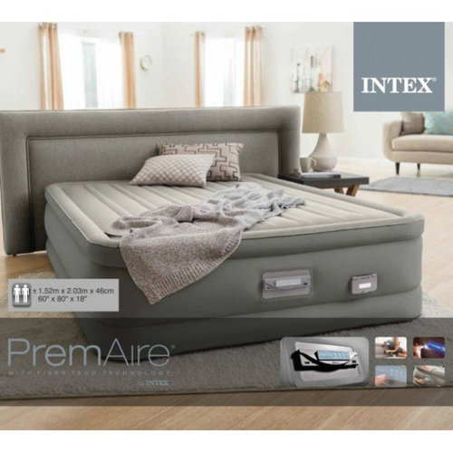 מזרון מתנפח זוגי משאבה מובנית חכמה לאורחים  INTEX 64770 Premaire DREAM SUPPORT