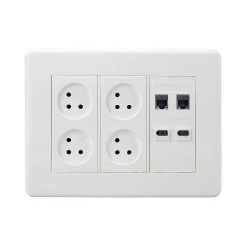 עמדת Home & Office על הטיח 6 מודול, 4 שקעים, 2 מחשב 2 טלפון