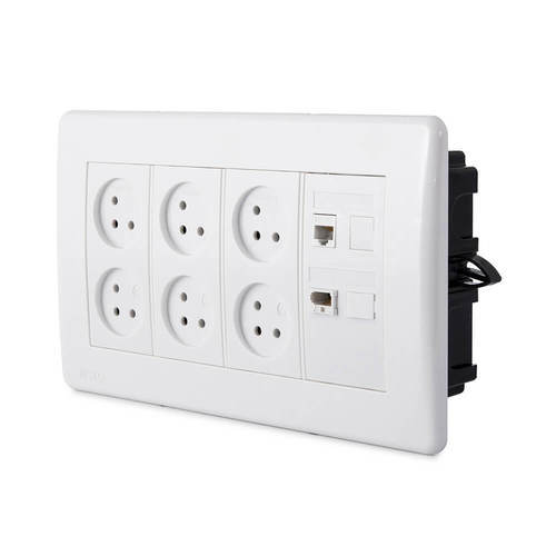 עמדת Home & Office תחת הטיח 8 מודול, 6 שקעים, 1 מחשב 1 טלפון