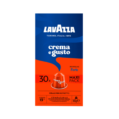 30 קפסולות לוואצה קרמה א גוסטו פורטה Lavazza Crema e Gusto Forte לנספרסו