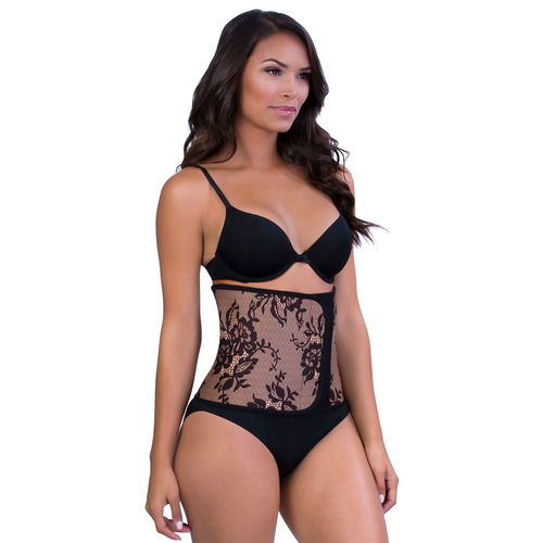 חגורת בטן מחטבת ואפנתית לאחר הלידה Couture - שחור תחרה