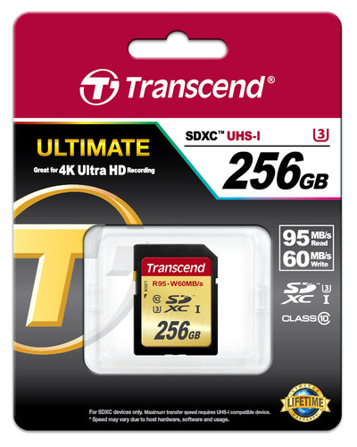 כרטיס זיכרון Transcend 256GB SDXC Class10 UHS-I U3