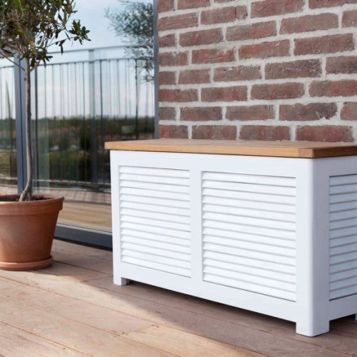 ארגז אחסון ארוך לבן storage bench