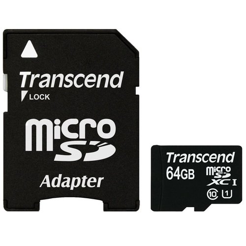 Transcend microSDHC 64GB UHS-I Class10 ומתאם