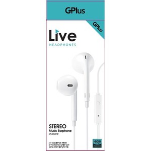 אוזניות חוטיות + מיקרופון מובנה לבן GPlus Live GPL-DU01W