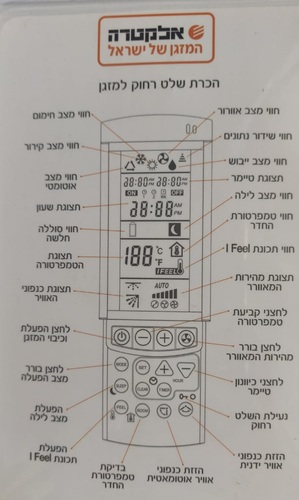 שלט רחוק למזגנים RC7 מקורי Electra 