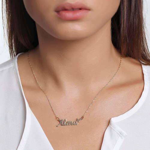 שרשרת ותליון שם מזהב 14K