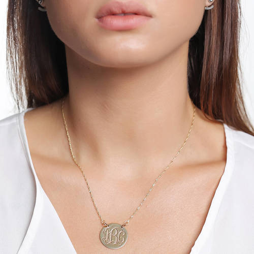 שרשרת ותליון מונוגרמה מזהב 14K