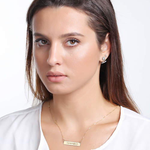 שרשרת ותליון לוחית פס חותם מזהב 14K