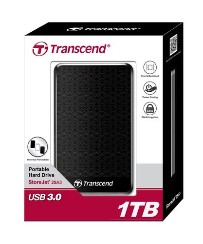 כונן חיצוני Transcend 1TB StoreJet 25A3 USB 3.0
