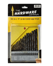 סט 19 יח מקדחי מתכת ופלדה 1-10 מ