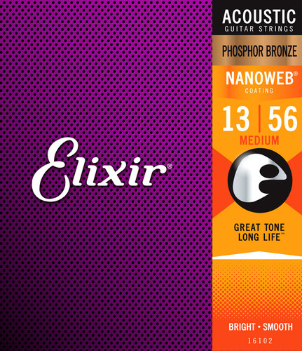 סט מיתרים לאקוסטית ELIXIR 16102 NANO Phosphor Bronze 13-56