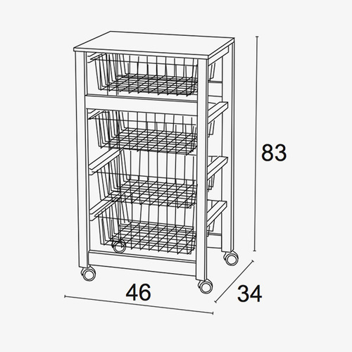 אגרן לבן 4 סלסלות GINGERONE Kitchen trolley