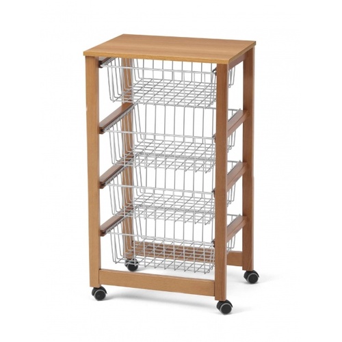 אגרן עץ דובדבן 4 סלסלות GINGERONE Kitchen trolley