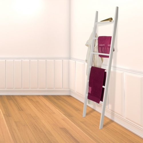 סולם מגבות מעץ מלא בגימור צבע לבן AXEL