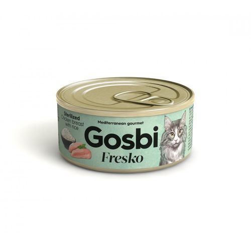 שימורי חתולים Gosbi סטרילייז עוף ואורז 70 גרם מזון רטוב מאוזן