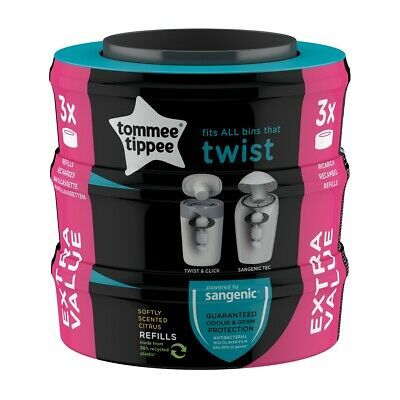 שלוש מחסניות מילוי לפח לחיתולים סאנג'ניק או Twist & Click לכ 360 חיתולים