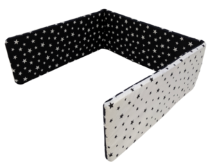 מגן ראש דו-צדדי לעריסת תינוק 100% כותנה אורגנית - כוכבים שחור