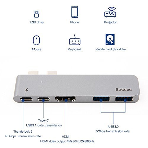 Baseus Thunderbolt 3.0 USB Type C Hub for Apple MacBook Pro 