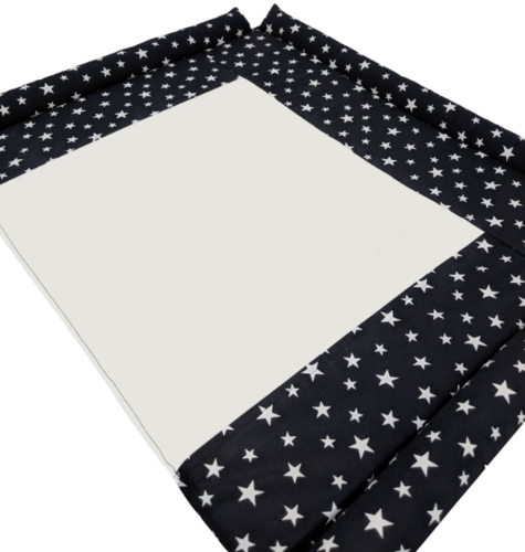 משטח / מזרן החתלה לשידת תינוק משולב כותנה אורגנית ושעוונית - שחור כוכבים