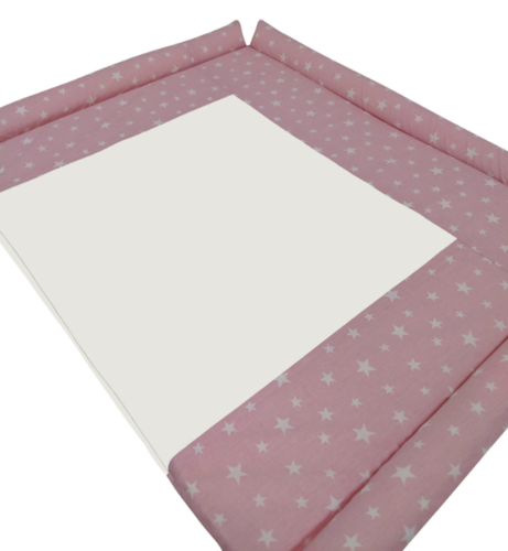 משטח / מזרן החתלה לשידת תינוק משולב כותנה אורגנית ושעוונית - ורוד כוכבים