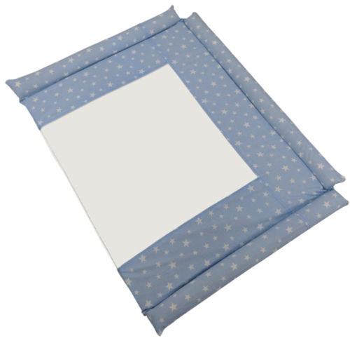 משטח / מזרן החתלה לשידת תינוק משולב כותנה אורגנית ושעוונית - תכלת כוכבים