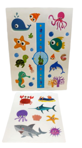 קעקועים לילדים דגם עולם המים 12 יחידות