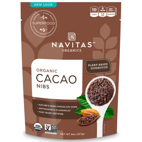 קקאו ניבס - שבבי קקאו 227 גרם נביטאס Cacao Nibs 227 gr Navitas