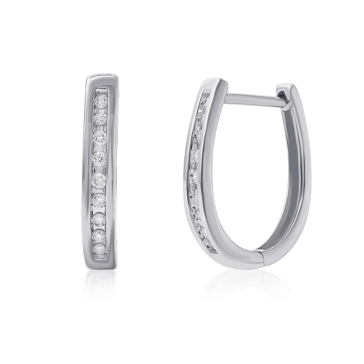עגילי פס יהלומים מזהב 14K