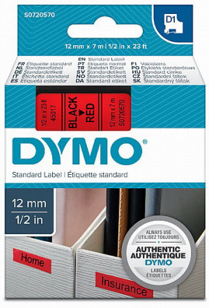  סרט מדבקות מקורי שחור על רקע אדום  DYMO DX45017 S0720570
