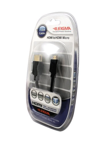 כבל HDMI מצופה זהב 3 מטר זכר לזכר SIGMA בבליסטר