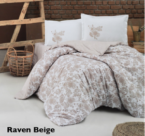 סט מצעים יחיד 100% כותנה Raven Beige