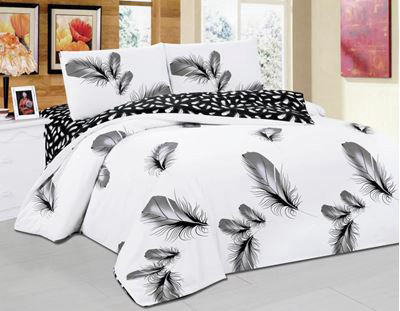 סט מצעים זוגי סאטן אל קמט Black & White HD 73