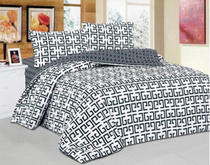 סט מצעים זוגי סאטן אל קמט Black & White HD 75