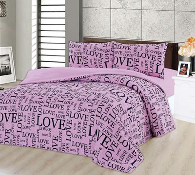 סט מצעים זוגי 180 100% סאטן אל-קמט Love Collection 03