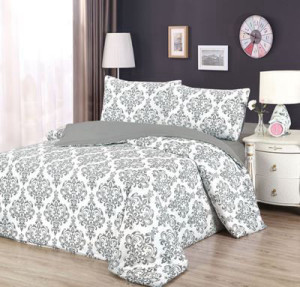 סט מצעים זוגי 180 100% סאטן אל-קמט GREY & WHITE  23